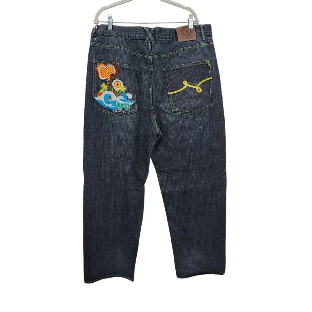 LRG Men's Large Pocket‎ Embroidered Jeans Size 42 X 33 Street Wear